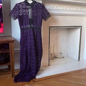 Self-Portrait Scallop Edge Midi Dress - Purple US6